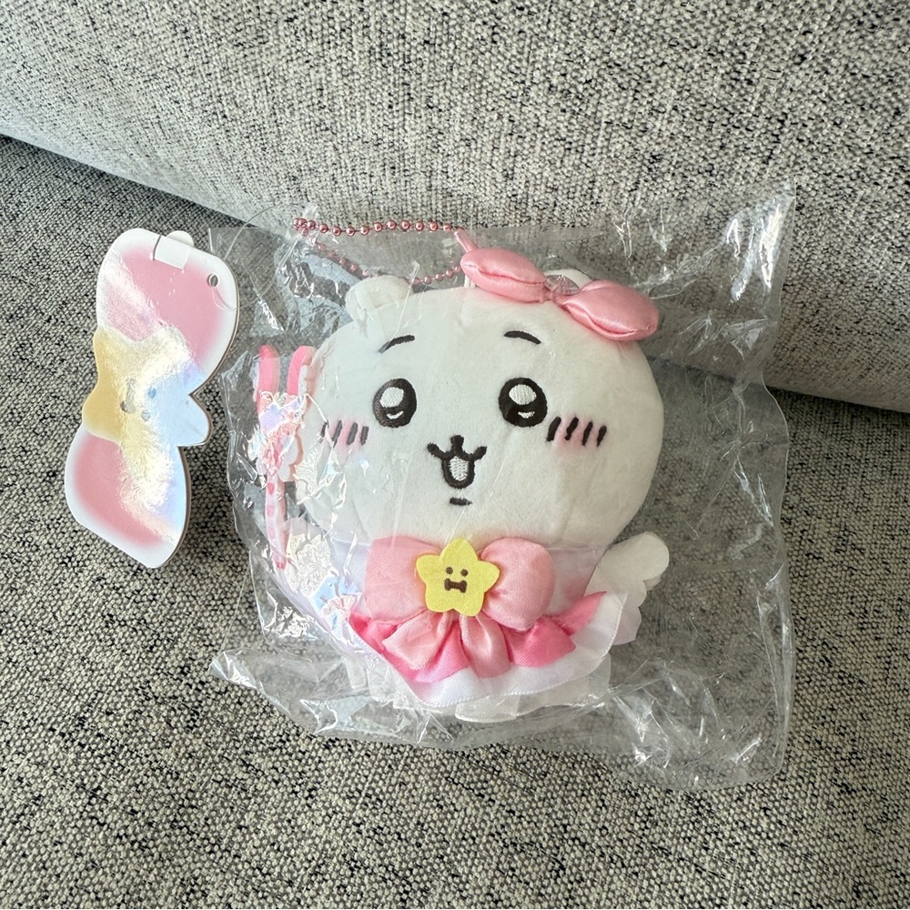 New Chiikawa Cute Pink Plush Keychain